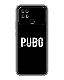 Чехол для Xiaomi POCO C40 с картинкой «PUBG — белый логотип»