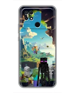 Чехол для Xiaomi POCO C40 с картинкой «Эндермен в лесу»