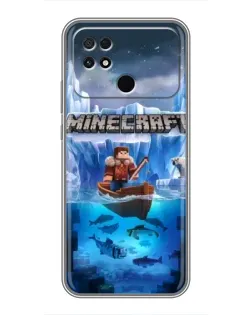 Чехол для Xiaomi POCO C40 с картинкой «Minecraft ледяной мир»