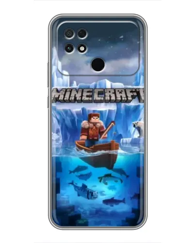 Чехол для Xiaomi POCO C40 с картинкой «Minecraft ледяной мир»