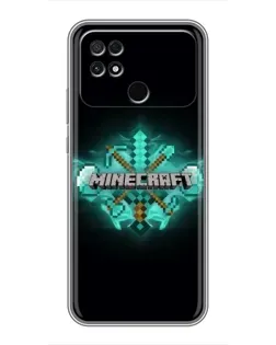 Чехол для Xiaomi POCO C40 с картинкой «Minecraft Diamond лого»