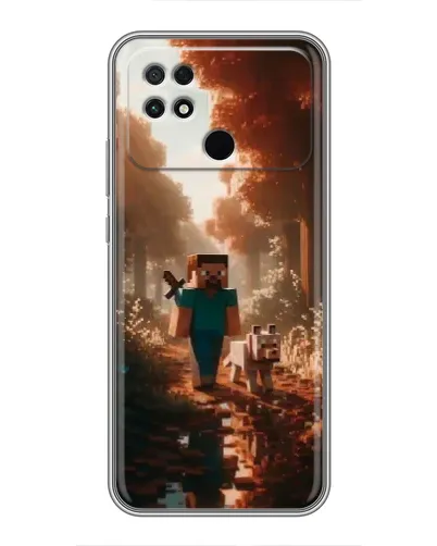 Чехол для Xiaomi POCO C40 с картинкой «Стив в лесу»