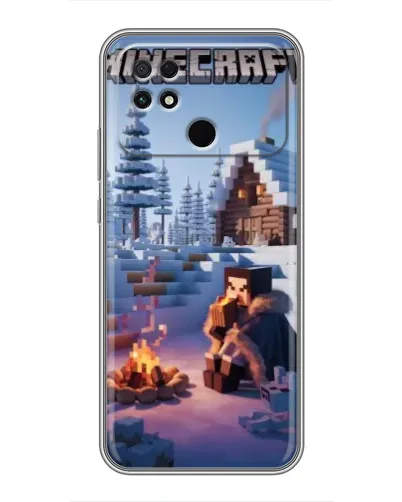 Чехол для Xiaomi POCO C40 с картинкой «Зимний Minecraft»