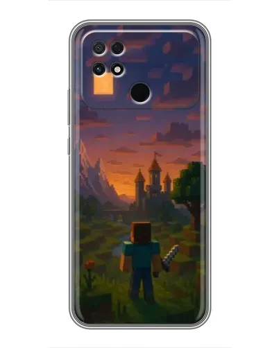 Чехол для Xiaomi POCO C40 с картинкой «Стив у башни»