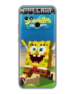 Чохол для Xiaomi POCO C40 з картинкою «Губка Боб Minecraft»