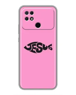 Чехол для Xiaomi POCO C40 с картинкой «Розовый символ  Jesus»