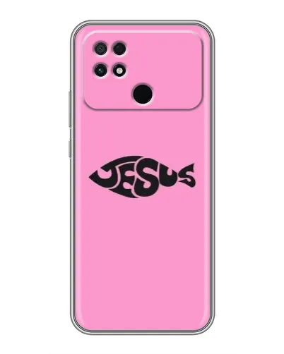 Чехол для Xiaomi POCO C40 с картинкой «Розовый символ  Jesus»