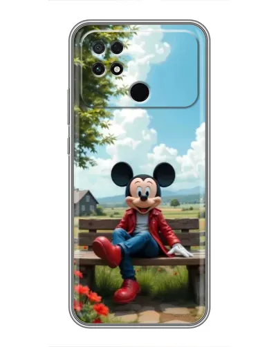 Чехол для Xiaomi POCO C40 с картинкой «Микки на скамейке»