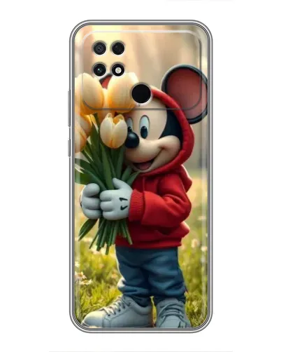 Чехол для Xiaomi POCO C40 с картинкой «Микки с тюльпанами»