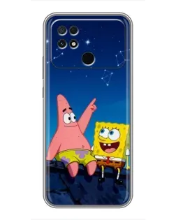 Чехол для Xiaomi POCO C40 с картинкой «Губка Боб и Патрик ночью» Чехол для Xiaomi POCO C40 с картинкой «Губка Боб и Патрик ночью»