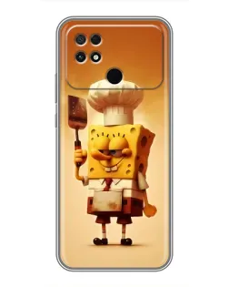 Чехол для Xiaomi POCO C40 с картинкой «Губка Боб повар»