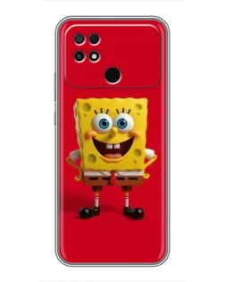 Чехол для Xiaomi POCO C40 с картинкой «Спанч Боб на красном»