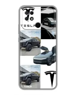 Чохол для Xiaomi POCO C40 з картинкою «Колаж Cybertruck Tesla»