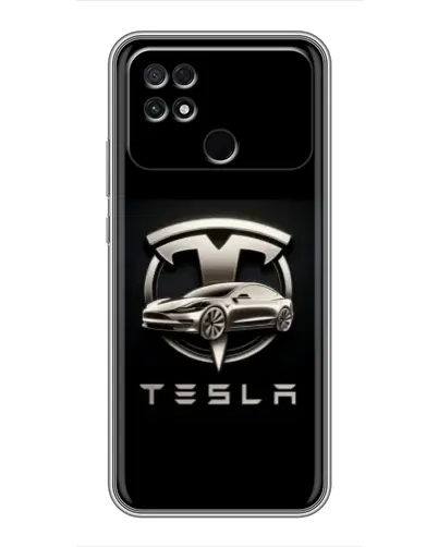 Чохол для Xiaomi POCO C40 з картинкою «Tesla — срібне авто»