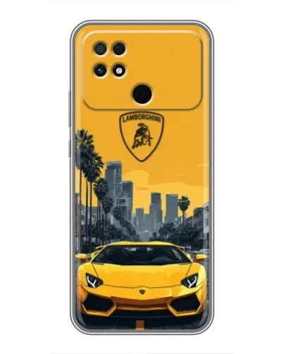Чохол для Xiaomi POCO C40 з картинкою «Жовтий Lamborghini місто»