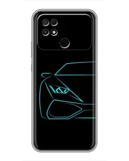Чохол для Xiaomi POCO C40 з картинкою «Блакитний силует Lamborghini»