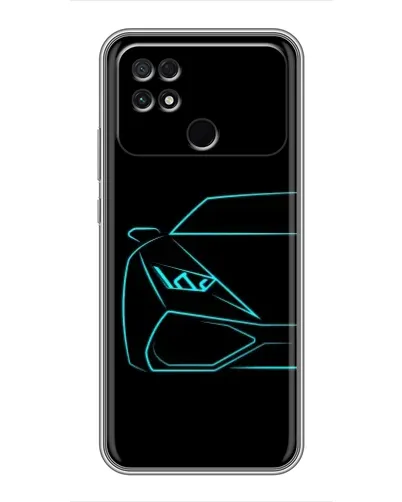 Чохол для Xiaomi POCO C40 з картинкою «Блакитний силует Lamborghini»