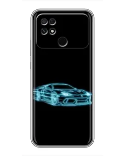 Чохол для Xiaomi POCO C40 з картинкою «Неоновий контур Lamborghini»