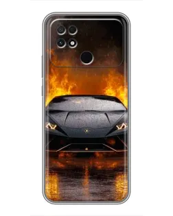 Чохол для Xiaomi POCO C40 з картинкою «Lamborghini у вогні»