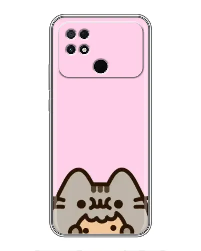Чехол для Xiaomi POCO C40 с картинкой «Pusheen и печенье»