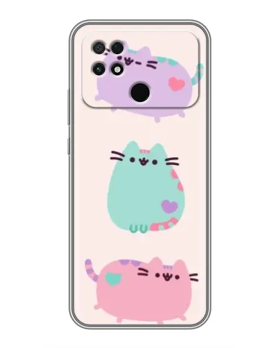 Чехол для Xiaomi POCO C40 с картинкой «Pusheen трио»