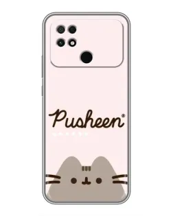 Чехол для Xiaomi POCO C40 с картинкой «Pusheen логотип»