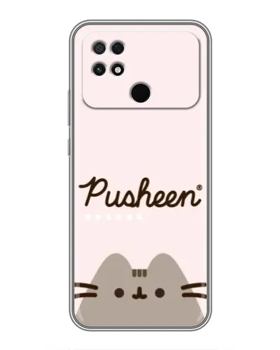 Чехол для Xiaomi POCO C40 с картинкой «Pusheen логотип»