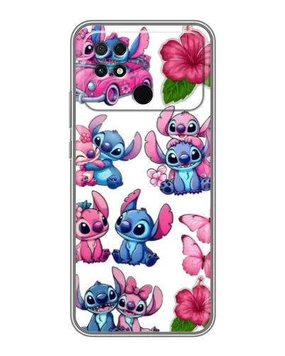 Чехол для Xiaomi POCO C40 с картинкой «Стикеры Stitch и Angel»