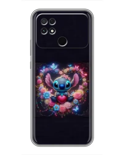 Чехол для Xiaomi POCO C40 с картинкой «Stitch в цветах»
