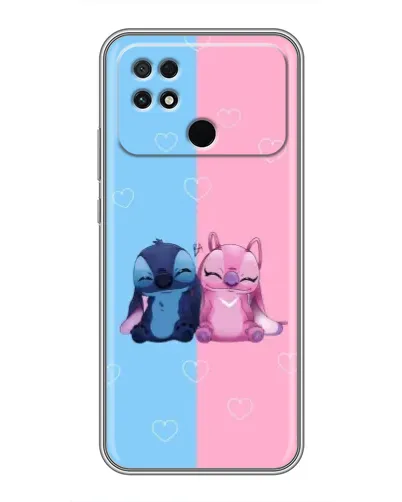 Чехол для Xiaomi POCO C40 с картинкой «Stitch и Angel Love»