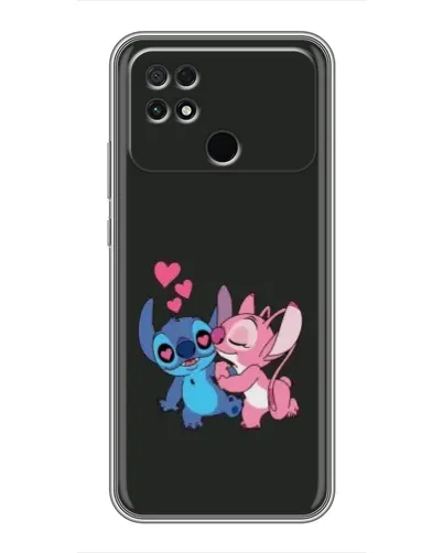 Чехол для Xiaomi POCO C40 с картинкой «Анжел целует Стича»