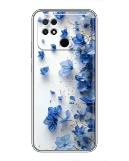 Чехол для Xiaomi POCO C40 с картинкой «Голубой цветочный каскад»