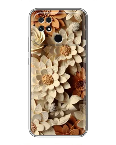 Чехол для Xiaomi POCO C40 с картинкой «Бежевый флористический декор»