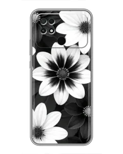 Чехол для Xiaomi POCO C40 с картинкой «Монохромные астры»
