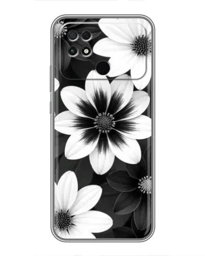 Чехол для Xiaomi POCO C40 с картинкой «Монохромные астры»