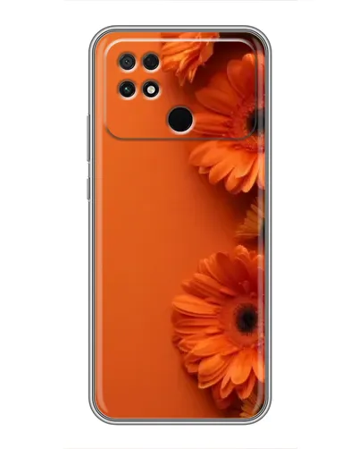 Чехол для Xiaomi POCO C40 с картинкой «Оранжевые герберы»