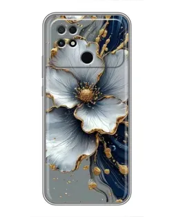 Чехол для Xiaomi POCO C40 с картинкой «Белый цветок и золотой флюид»
