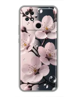 Чехол для Xiaomi POCO C40 с картинкой «Нежная сакура и капли»