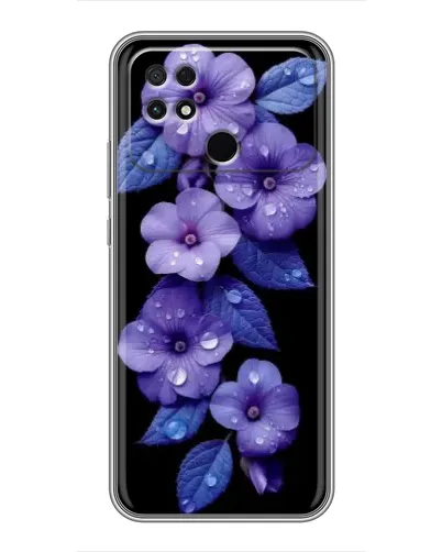 Чехол для Xiaomi POCO C40 с картинкой «Фиолетовые цветы с росою»