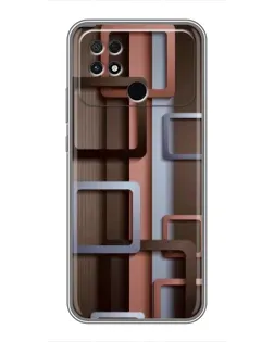 Чохол для Xiaomi POCO C40 з картинкою «Коричневі об'ємні квадрати»