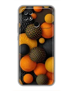 Чехол для Xiaomi POCO C40 с картинкой «Объемные оранжевые сферы»