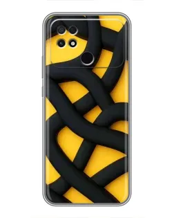 Чехол для Xiaomi POCO C40 с картинкой «Черное желтое переплетение»
