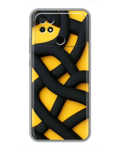 Чехол для Xiaomi POCO C40 с картинкой «Черное желтое переплетение»