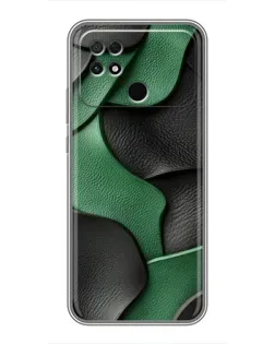 Чехол для Xiaomi POCO C40 с картинкой «Зеленые кожаные волны»