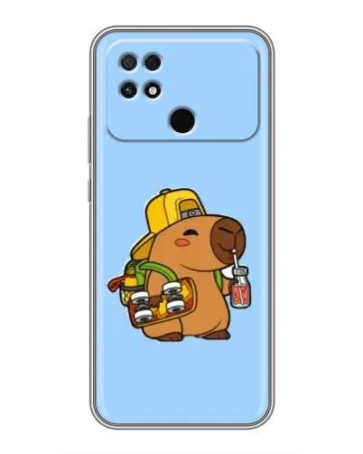 Чехол для Xiaomi POCO C40 с картинкой «Капибара на скейте»