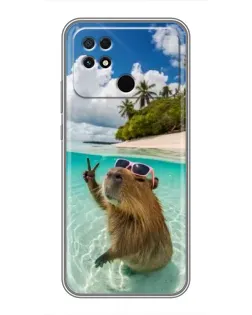Чохол для Xiaomi POCO C40 з картинкою «Капібара на морі»