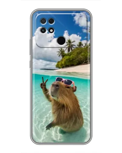 Чехол для Xiaomi POCO C40 с картинкой «Капибара на море»