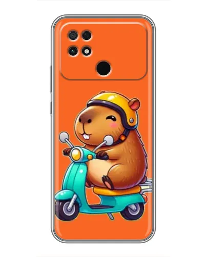 Чехол для Xiaomi POCO C40 с картинкой «Капибара на скутере»