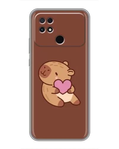 Чехол для Xiaomi POCO C40 с картинкой «Капибара с сердцем»