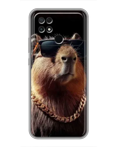 Чехол для Xiaomi POCO C40 с картинкой «Капибара золотая цепь»